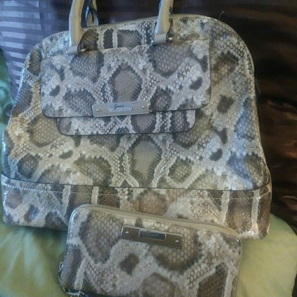Authentic Guess Snake Embossed Handbag